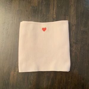 White ripped heart tube top